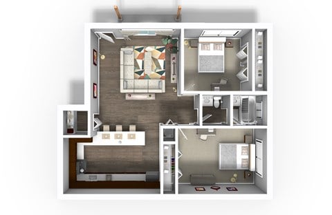 Floor plan for 2 beds, 1 bath, 800 sqft